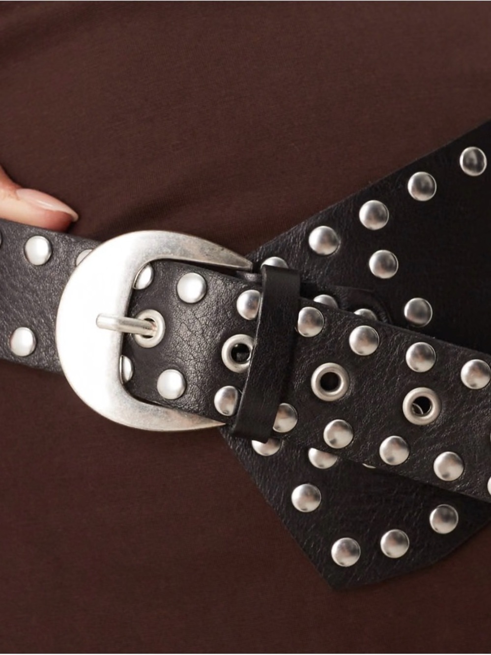 Free People Jagger Studded Hip Belt | Black - Picture 3 of 12